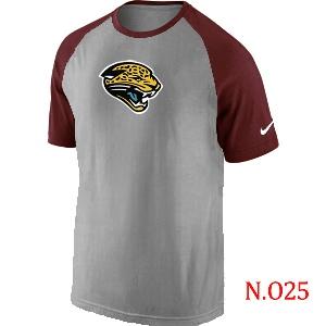 Mens Jacksonville Jaguars Ash Tri Big Play Raglan T-Shirt Grey- Red