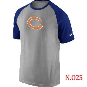 Mens Chicago Bears Ash Tri Big Play Raglan T-Shirt Grey- Blue