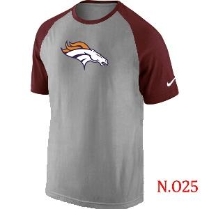 Mens Denver Broncos Ash Tri Big Play Raglan T-Shirt Grey- Red