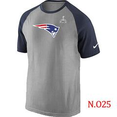 Mens New England Patriots Super Bowl XLIX Ash Tri Big Play Raglan T-Shirt Grey- Navy