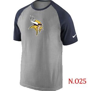 Mens Minnesota Vikings Ash Tri Big Play Raglan T-Shirt Grey- Navy