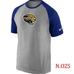 Mens Jacksonville Jaguars Ash Tri Big Play Raglan T-Shirt Grey- Blue