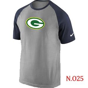 Mens Green Bay Packers Ash Tri Big Play Raglan T-Shirt Grey- Navy