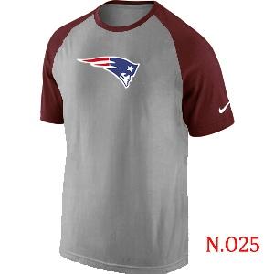 Mens New England Patriots Ash Tri Big Play Raglan T-Shirt Grey- Red