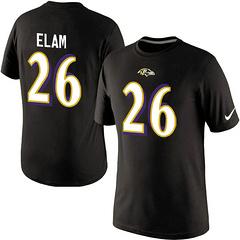 Mens Baltimore Ravens 26 ELam Name & Pride Number T-Shirt Black