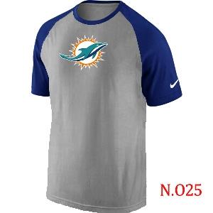Mens Miami Dolphins Ash Tri Big Play Raglan T-Shirt Grey- Blue