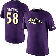 Mens Baltimore Ravens 58 DUMERVIL Name & Number T-Shirt- Purple