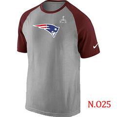 Mens New England Patriots Super Bowl XLIX Ash Tri Big Play Raglan T-Shirt Grey- Red