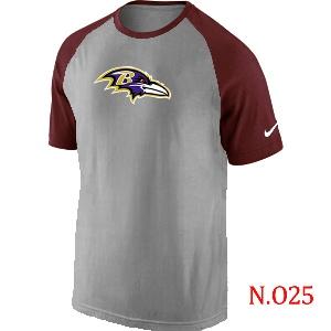 Mens Baltimore Ravens Ash Tri Big Play Raglan T-Shirt Grey- Red