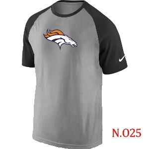 Mens Denver Broncos Ash Tri Big Play Raglan T-Shirt Grey- Black