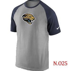 Mens Jacksonville Jaguars Ash Tri Big Play Raglan T-Shirt Grey- Navy