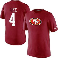 Mens San Francisco 49ers 4 LEE Name & Number T-Shirt Red