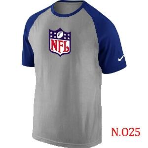 Mens NFL Logo Ash Tri Big Play Raglan T-Shirt Grey- Blue