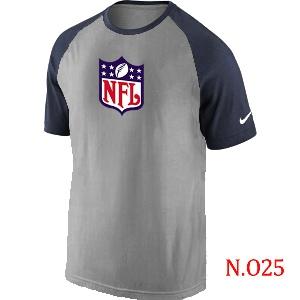 Mens NFL Logo Ash Tri Big Play Raglan T-Shirt Grey- Navy