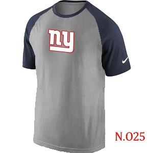 Mens New York Giants Ash Tri Big Play Raglan T-Shirt Grey- Navy