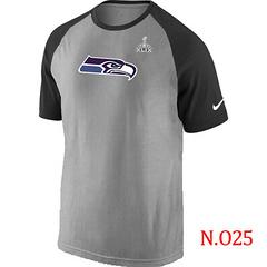 Mens Seattle Seahawks Super Bowl XLIX Ash Tri Big Play Raglan T-Shirt Grey- Black