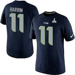 Mens Seattle Seahawks #11 Percy Harvin Super Bowl XLIX Mens Player Pride Name & Number T-Shirt ?C Blue