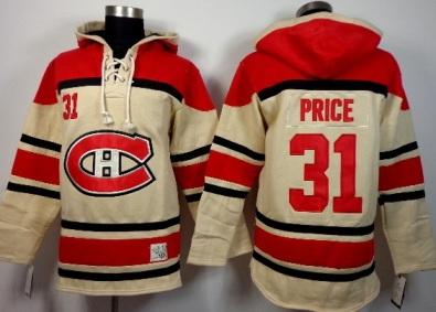Montreal Canadiens #31 Carey Price Cream Sawyer Hooded Sweatshirt Stitched NHL Jersey Montreal Canadiens #31 Carey Price Cream Sawyer Hooded Sweatshirt Stitched NHL Jersey