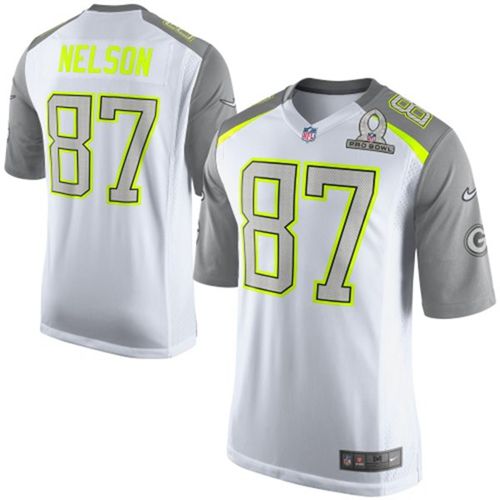 Nike Green Bay Packers #87 Jordy Nelson White Pro Bowl Men's Stitched NFL Elite Team Carter Jersey