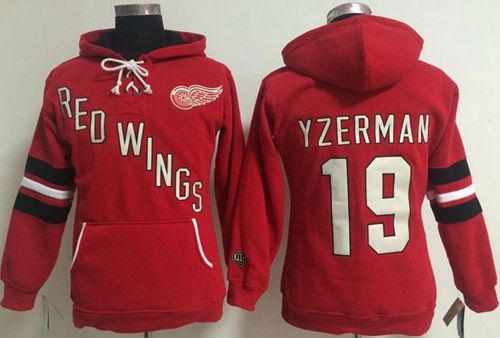 Women's Detroit Red Wings #19 Steve Yzerman Red Old Time Heidi NHL Hoodie