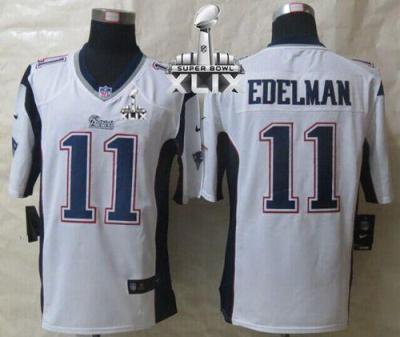 Nike New England Patriots #11 Julian Edelman White Super Bowl XLIX Men's Stitched NFL Game Jersey