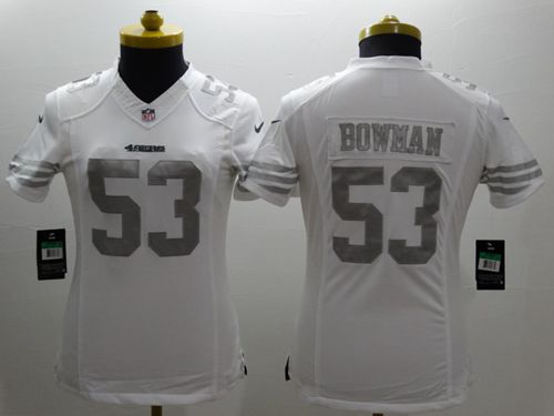 Women's Nike San Francisco 49ers #53 NaVorro Bowman White Stitched NFL Limited Platinum Jersey