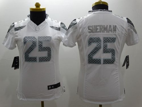 Women's Nike Seattle Seahawks #25 Richard Sherman White Stitched NFL Limited Platinum Jersey