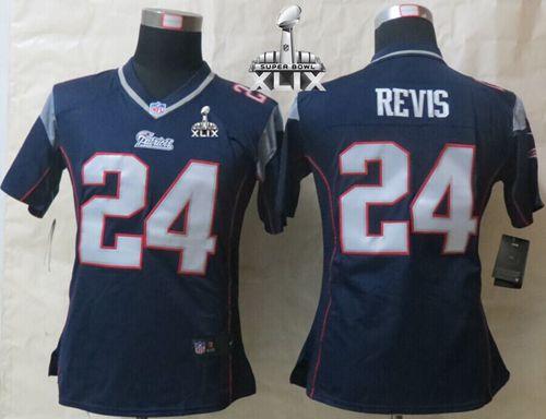 Women's Nike New England Patriots #24 Darrelle Revis Navy Blue Super Bowl XLIX Stitched NFL Jersey