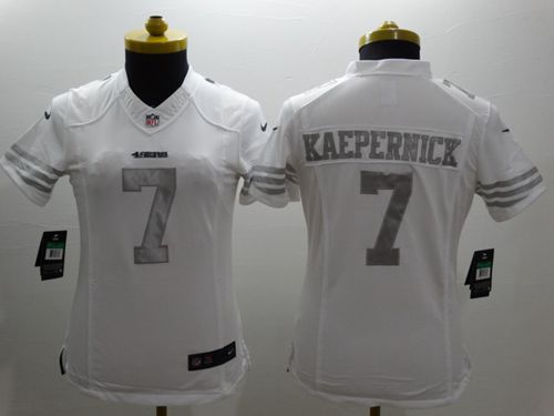 Women's Nike San Francisco 49ers #7 Colin Kaepernick White Stitched NFL Limited Platinum Jersey