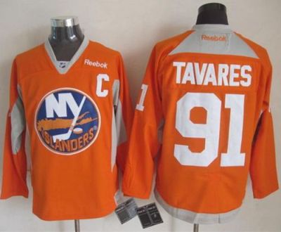 New York Islanders #91 John Tavares Orange Practice Stitched NHL Jersey