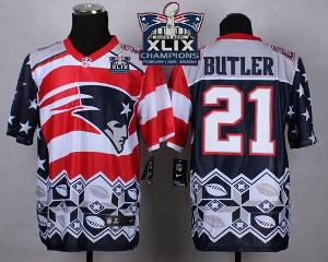 New England Patriots #21 Malcolm Butler Navy Blue Super Bowl XLIX Champions Patch Men's Stitched NFL Elite Noble Fashion Jersey