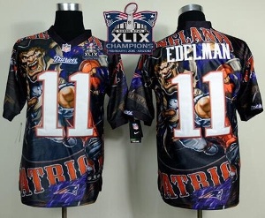 New England Patriots #11 Julian Edelman Team Color Super Bowl XLIX Champions Patch Men's Stitched NFL Elite Fanatical Version Jersey