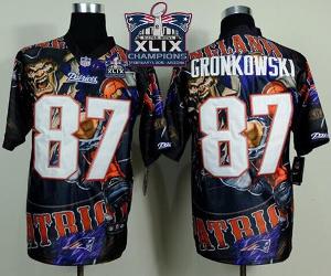 New England Patriots #87 Rob Gronkowski Team Color Super Bowl XLIX Champions Patch Men's Stitched NFL Elite Fanatical Version Jersey