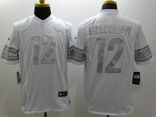 Nike Pittsburgh Steelers #12 Terry Bradshaw White Men's Stitched NFL Limited Platinum Jersey