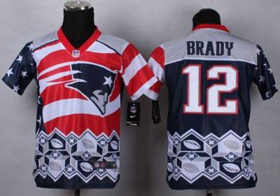 Youth Nike Patriots #12 Tom Brady Navy Blue Stitched NFL Elite Noble Fashion Jersey
