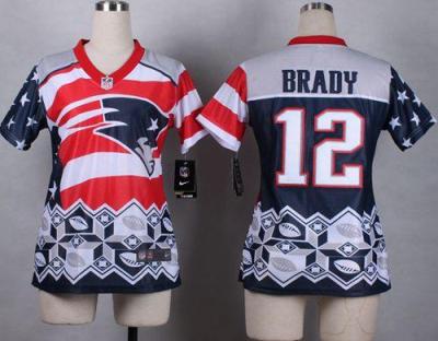 Women's Nike Patriots #12 Tom Brady Navy Blue Stitched NFL Elite Noble Fashion Jersey