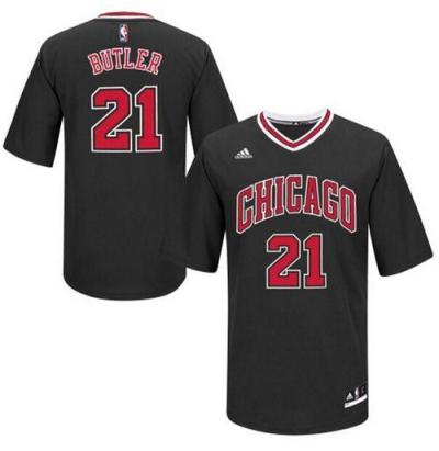 Chicago Bulls #21 Jimmy Butler Black Short Sleeve Stitched NBA Jersey