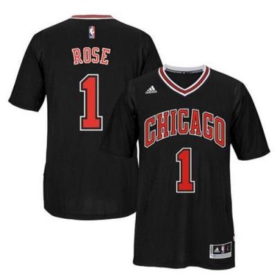 Chicago Bulls #1 Derrick Rose Black Short Sleeve Stitched NBA Jersey