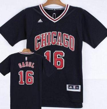 Chicago Bulls #16 Pau Gasol Black Short Sleeve Stitched NBA Jersey