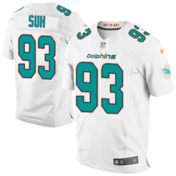 Nike Miami Dolphins #93 Ndamukong Suh White Men's Stitched NFL Elite Jersey