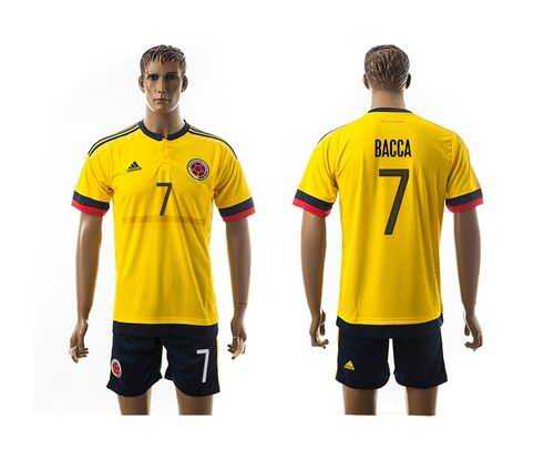Colombia #7 Bacca Home Soccer Country Jersey