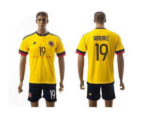 Colombia #9 Gutierrez Home Soccer Country Jersey