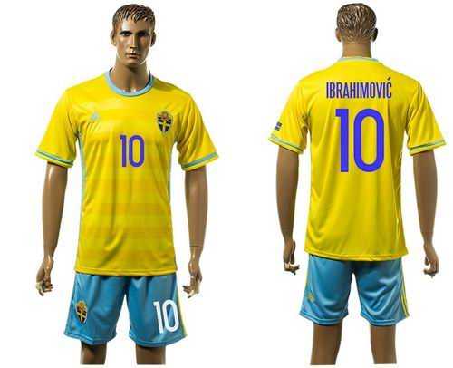 Sweden #10 Ibrahimovic Home Soccer Country Jersey