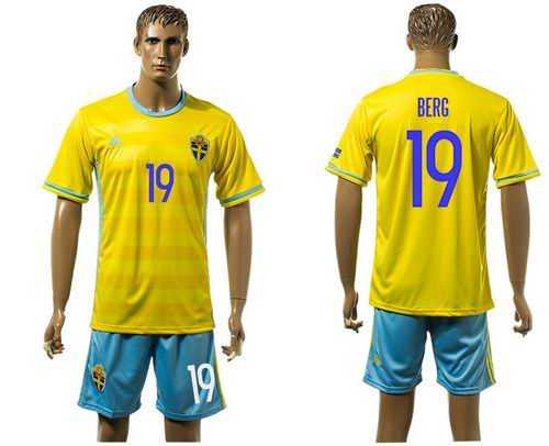 Sweden #19 Berg Home Soccer Country Jersey