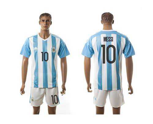 Argentina #10 Messi Home Soccer Country Jersey
