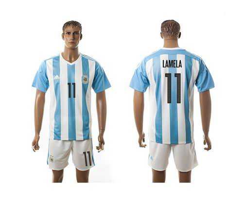 Argentina #11 Lamela Home Soccer Country Jersey