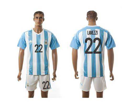Argentina #22 Lavezzi Home Soccer Country Jersey