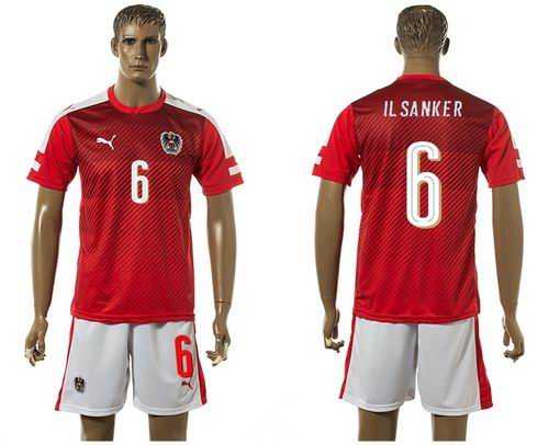 Austria #6 Il Sanker Red Home Soccer Country Jersey