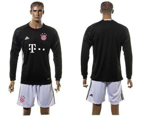 Bayern Munchen Blank Goalkeeper Black Long Sleeves Soccer Club Jersey