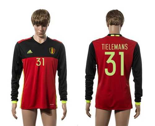 Belgium #31 Tilemans Red Home Long Sleeves Soccer Country Jersey